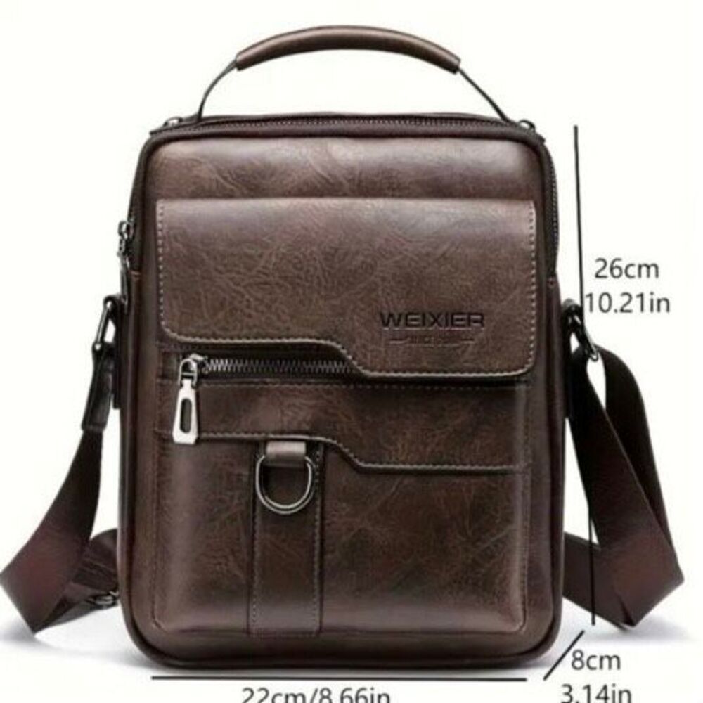 NWT WEIXIER Vintage Tan Camel Shoulder Spacious Multi-Pocket Office Travel Bag
